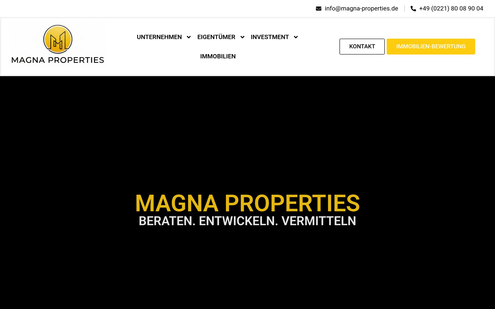 Webseite Magna Properties